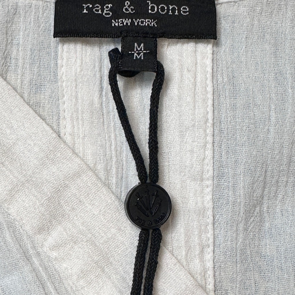 RAG & BONE Sheer White Gauze Caftan Midi Dress Cover Up Beach Kaftan Medium - Picture 4 of 10